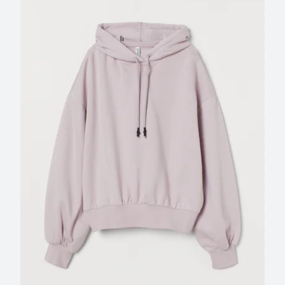 H&M Balloon-Sleeved Hoodie in Lavender